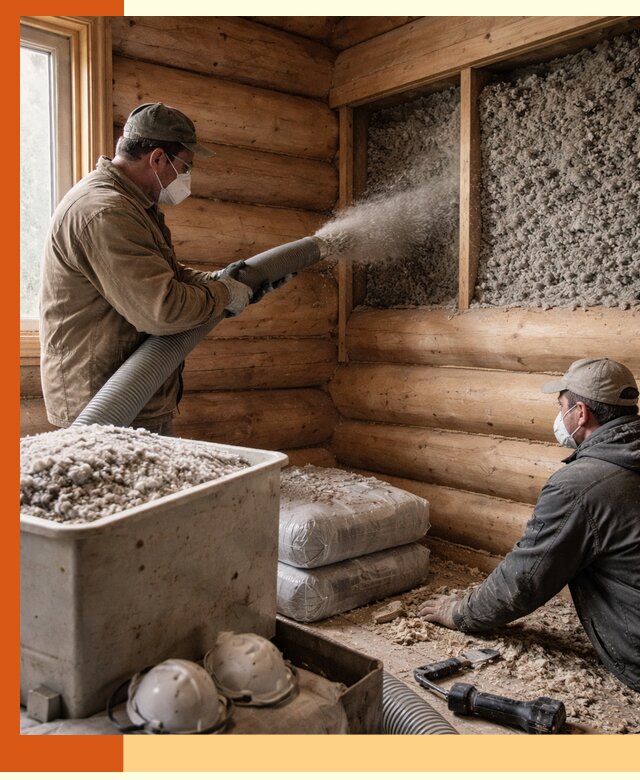 Утепление дома из бруса эковатой в Красногорске