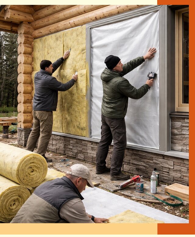 Утепление бревенчатого дома в Красногорске от 7773 руб/м2 — заказать под ключ | ТепломастерКрр