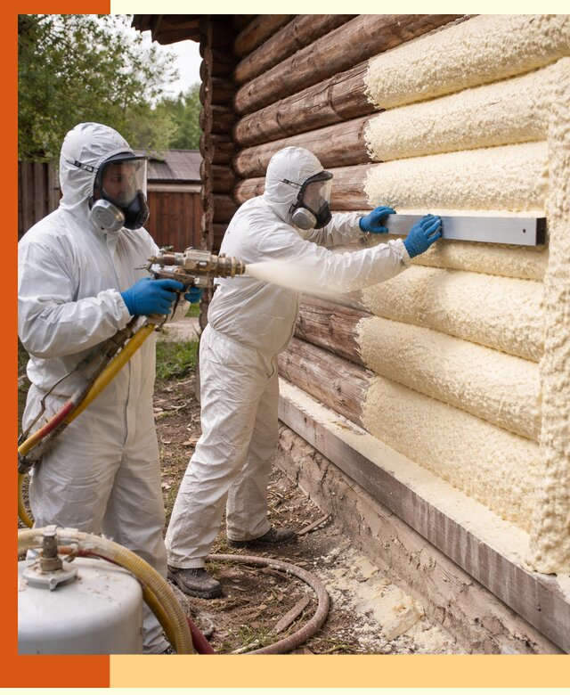 Утепление бревенчатого дома ППУ в Красногорске эффективной изоляцией