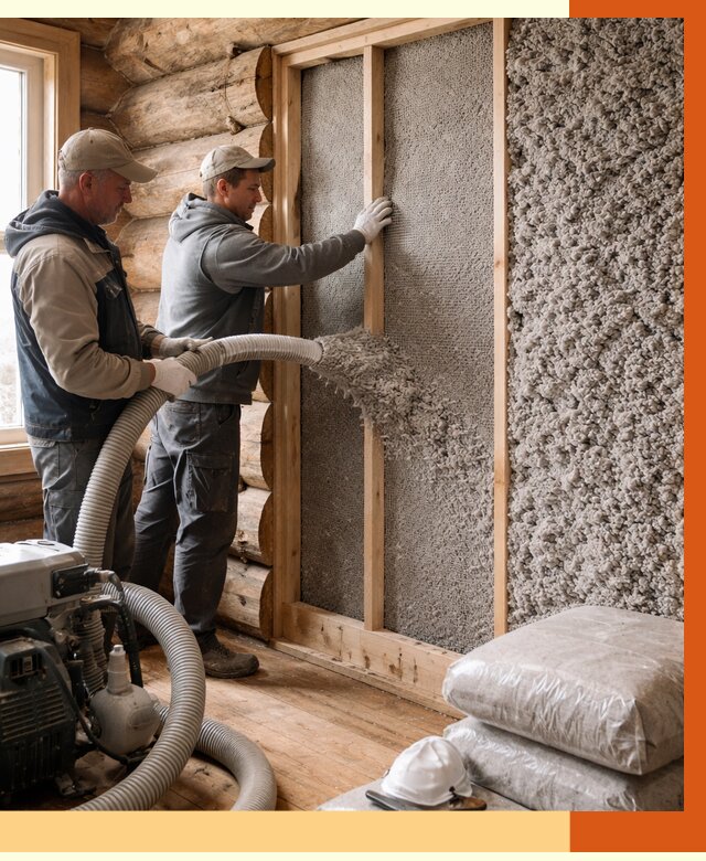 Утепление бревенчатого дома эковатой в Красногорске от 2794 руб. | ТепломастерКрр