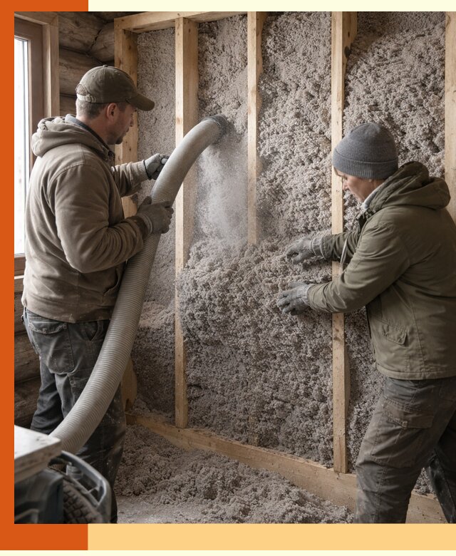 Утепление бревенчатого дома эковатой в Красногорске