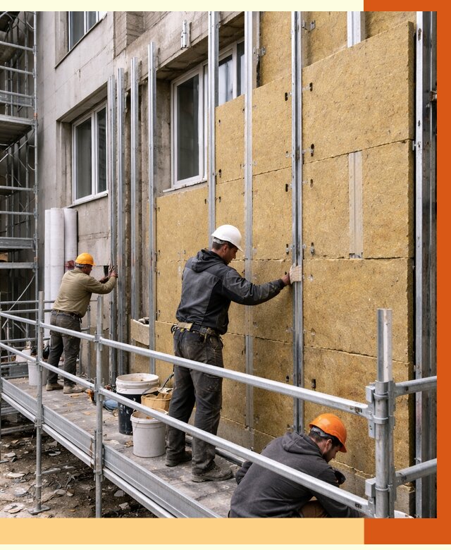 Утепление вентилируемого фасада в Красногорске от 5690 руб/м2 — монтаж и утепление вентфасад | ТепломастерКрр