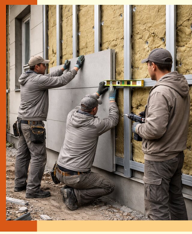 Утепление вентилируемого фасада под ключ в Красногорске