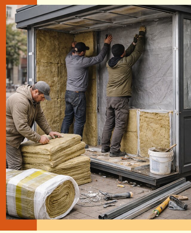 Утепление павильона шаурмы под ключ в Красногорске