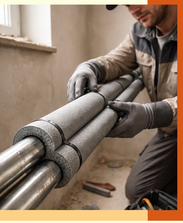 Утепление труб отопления в Красногорске от 2896 руб. за м² — услуги под ключ | ТепломастерКрр