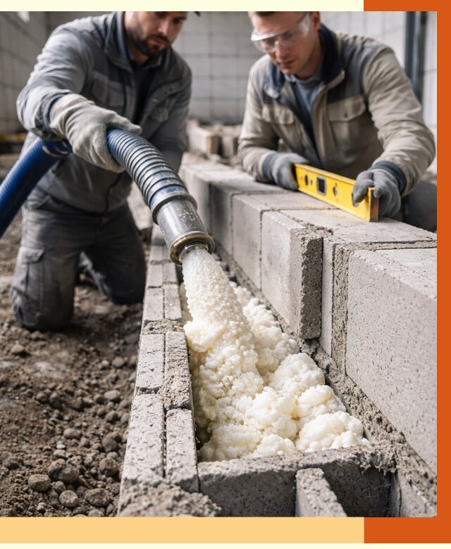 Заполнение колодцевой кладки ППУ в Красногорске от 4268 руб. за м2 | ТепломастерКрр