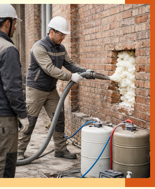 Заливка ППУ в пустоты кирпичной стены в Красногорске от 2794 руб. | ТепломастерКрр