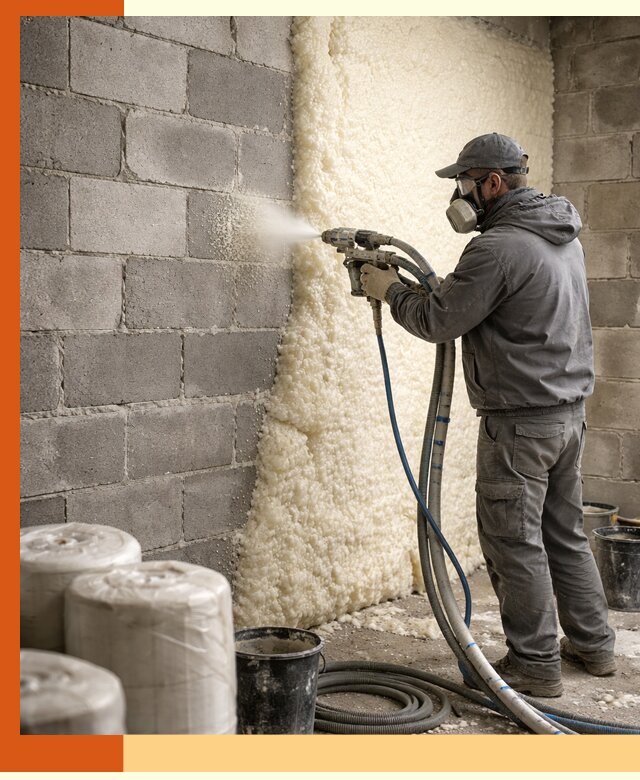 Утепление блочной стены ППУ в Красногорске качественно и надёжно