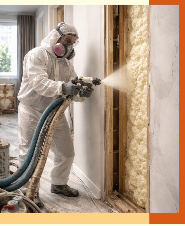 Межстеновое утепление ППУ в Красногорске от 2794 руб/м2 — межстенное утепление под ключ | ТепломастерКрр