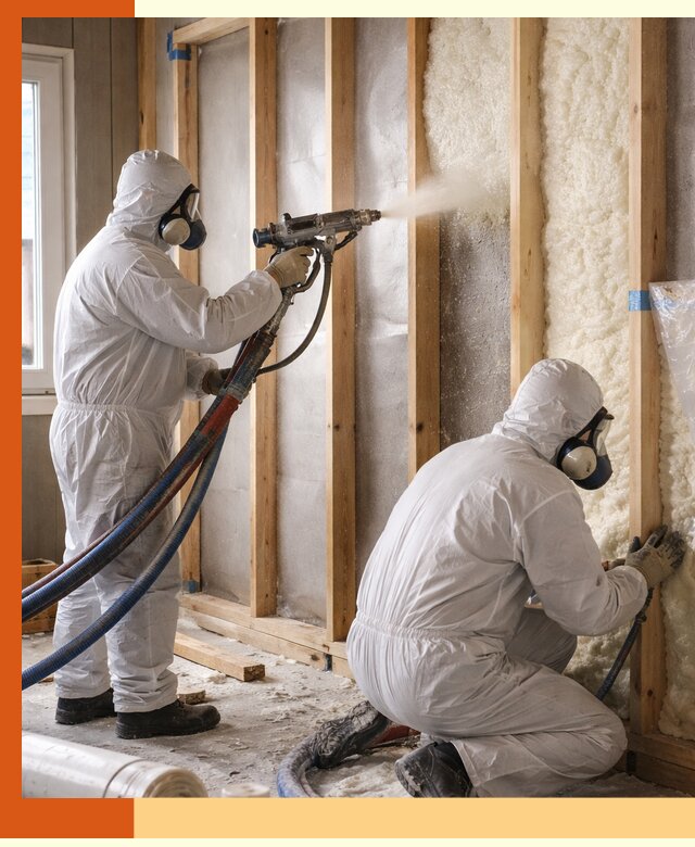 Утепление каркасной стены ППУ в Красногорске для домов и коттеджей