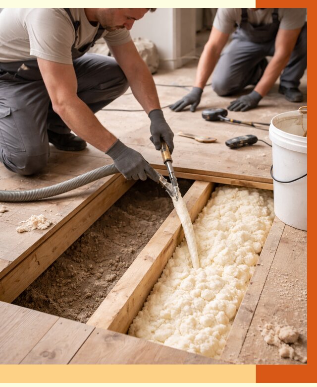 Заполнение пустот пола в Красногорске от 2743 руб. — утепление пустот пола под ключ | ТепломастерКрр