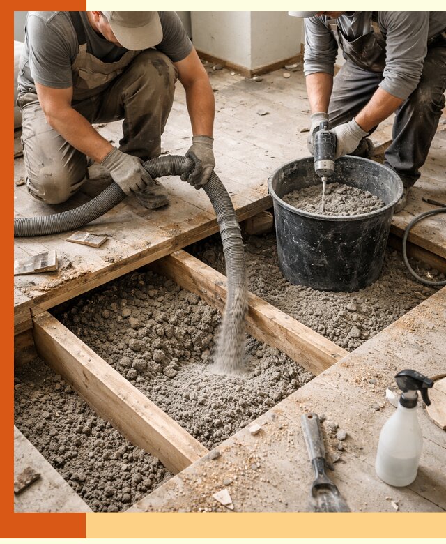 Заполнение пустот пола в Красногорске полиуретаном и пенополистиролом