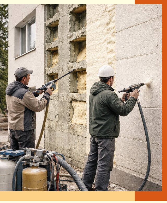 Заполнение пустот фасада в Красногорске от 4572 руб. — утепление пустот облицовки | ТепломастерКрр