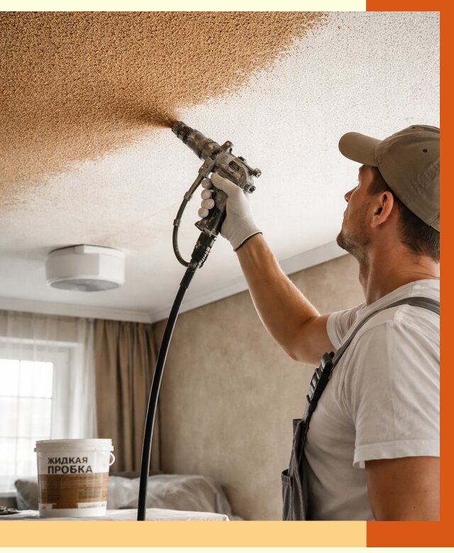 Утепление потолка жидкой пробкой в Красногорске от 3556 руб. | ТепломастерКрр