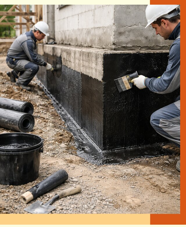 Гидроизоляция фундамента в Красногорске от 1270 руб. — профессионально, под ключ | ТепломастерКрр