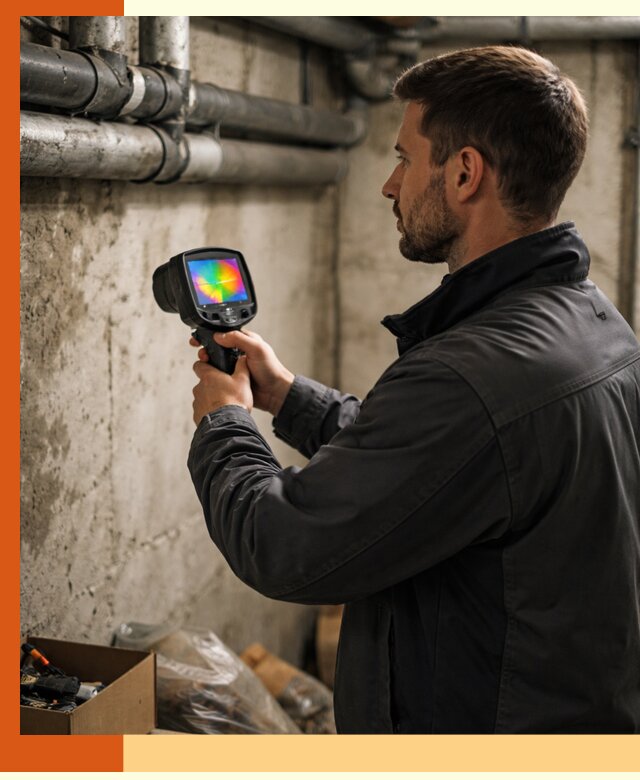 Тепловизионное обследование подвала в Красногорске для поиска утечек тепла