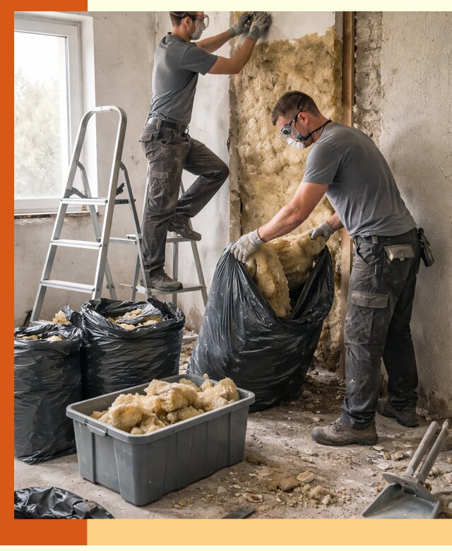 Демонтаж старого утеплителя и вывоз отходов в Красногорске