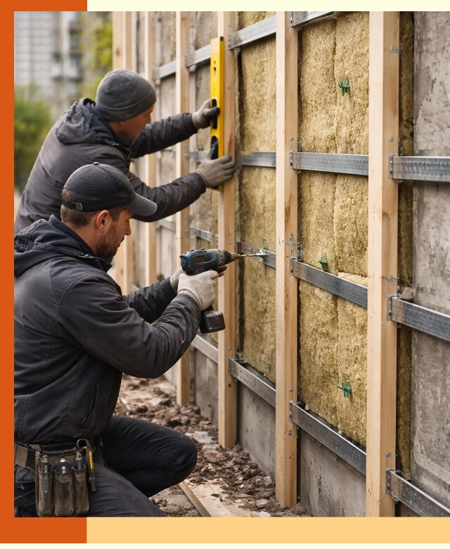 Монтаж обрешетки под утепление зданий и квартир в Красногорске